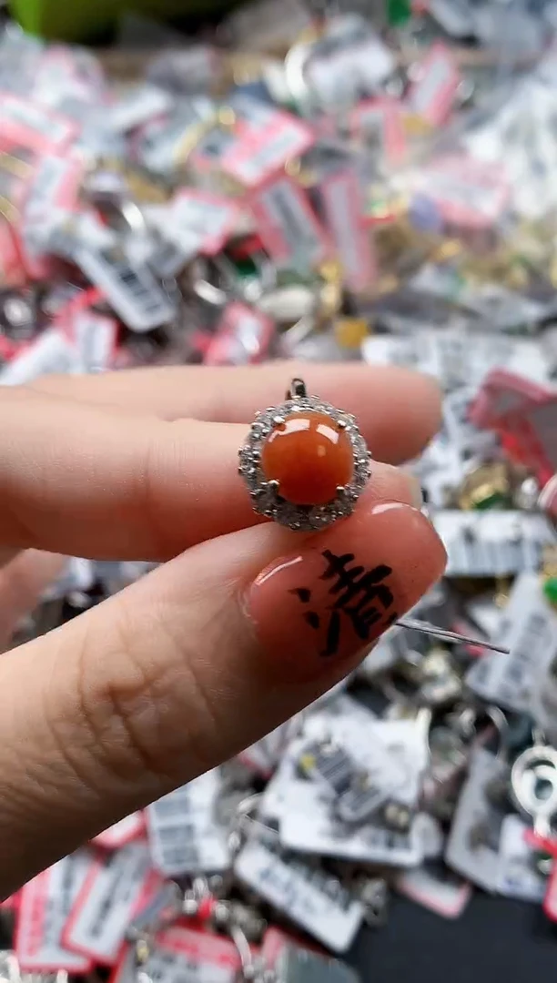 银S925镶嵌戒指翡翠天然A货缅甸翡翠