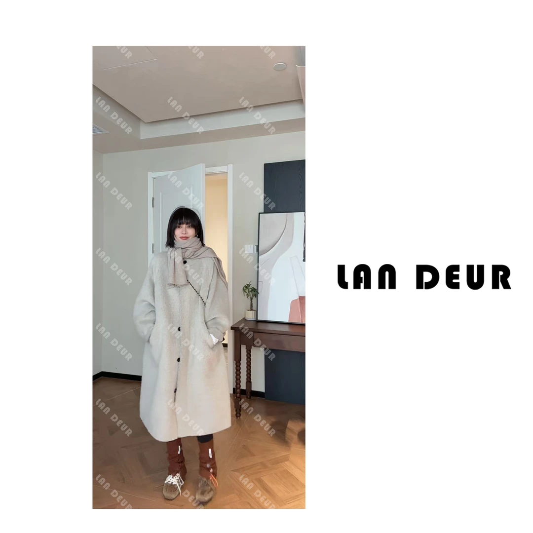 【浪漫邂逅】羊毛+羊驼毛氛围感气质简约百搭长款毛毛外套女