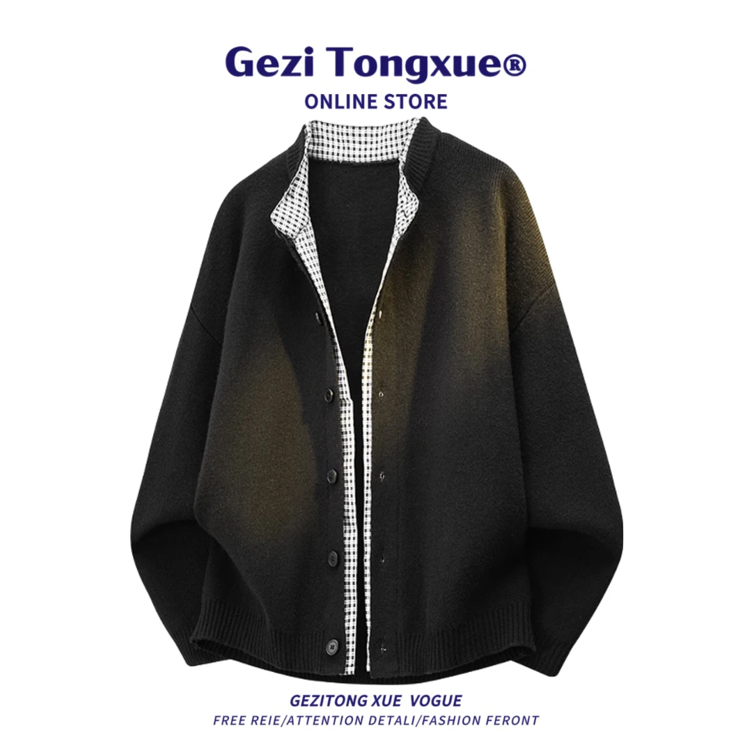 男士针织外套2025秋冬新款针织衫开衫男保暖毛衣外套冬季上衣外穿