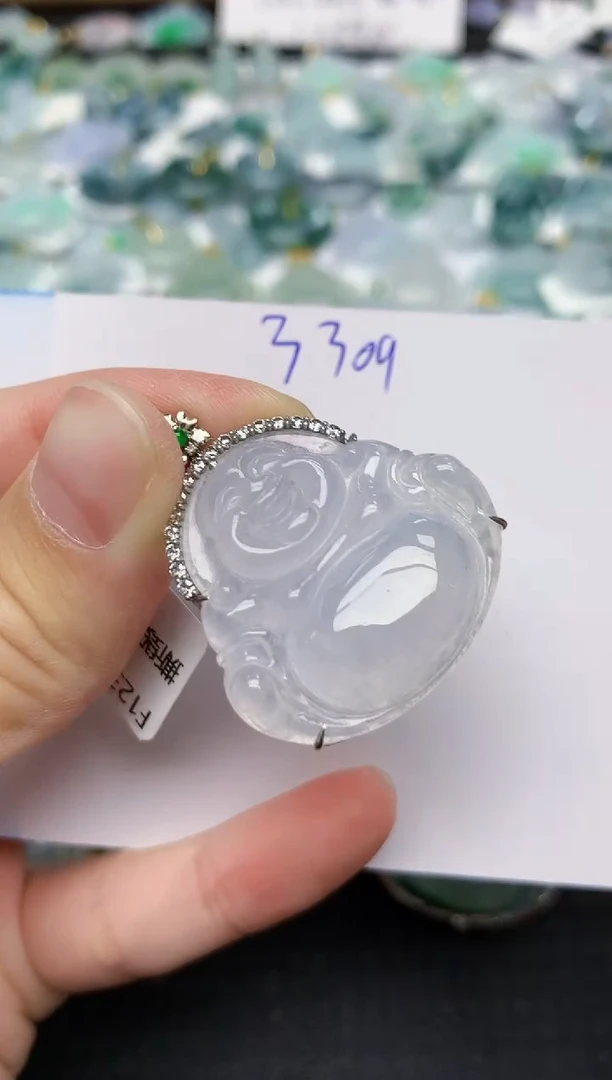 颈饰18K金镶嵌翡翠天然缅甸A货翡翠百元以上9元证书费自理