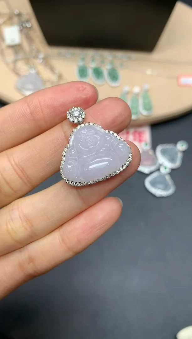 【闪购商品】翡翠吊坠(不含链)银S925镶嵌佛公【多样性发其一】