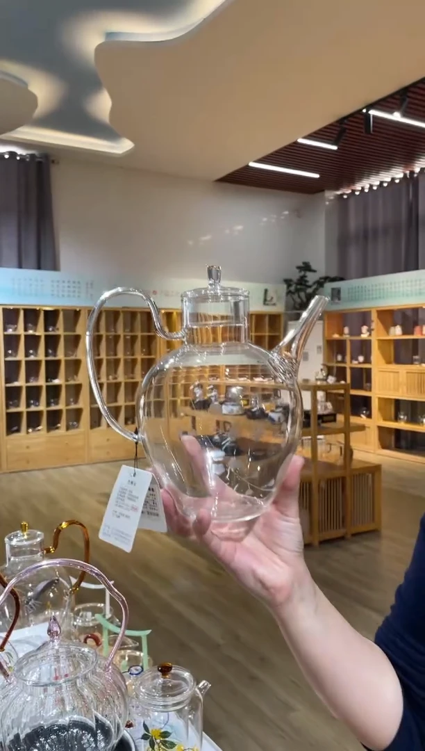 手工艺品玻璃大执壶透把雕刻梅花