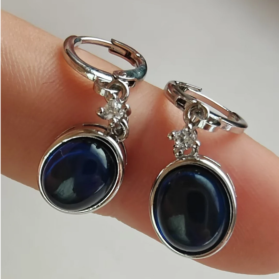 【南非库里南】NFKLN  冰面蓝椭圆耳坠 242