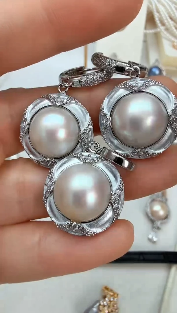 耳饰拼合珍珠（马贝珠）未镶嵌复古套装耳扣