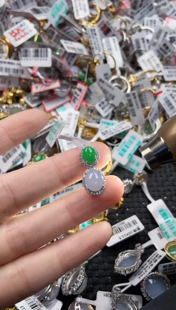 翡翠戒指银S925镶嵌2222----6