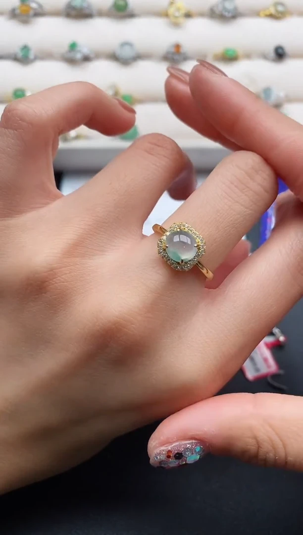 银S925镶嵌戒指翡翠7777777+7