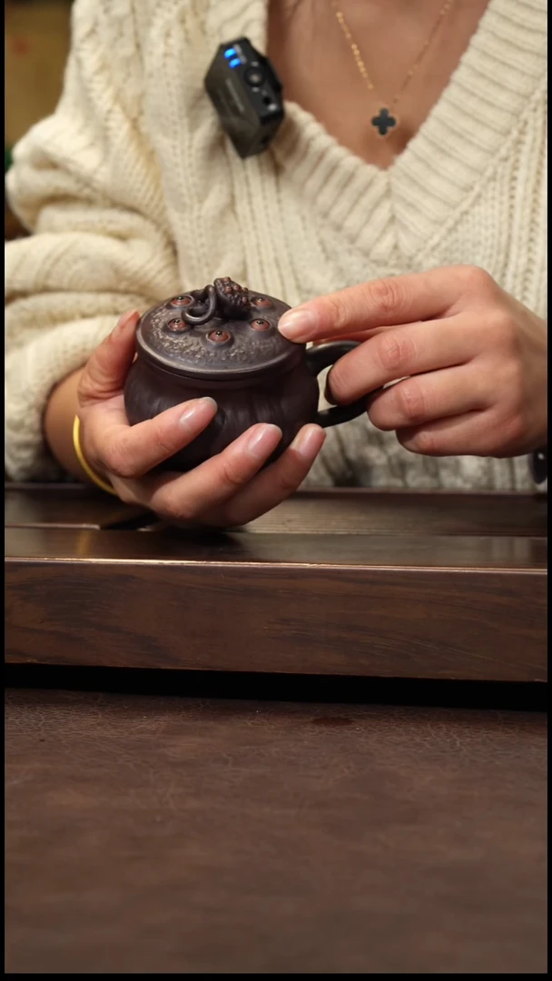 茶壶紫砂老紫泥莲子办公杯