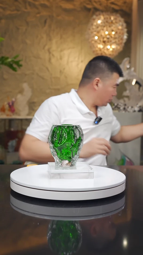 琉璃手工艺品福利绿色水波纹香薰瓶