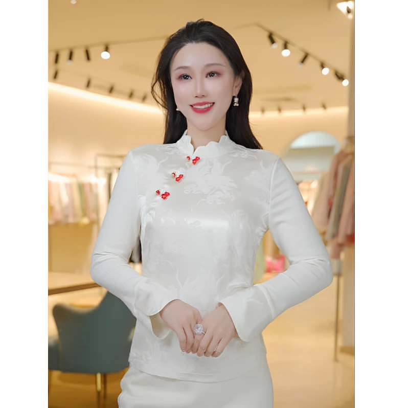 《婷婷定制》时尚显瘦气质新中式上衣中国风修身衬衫7213