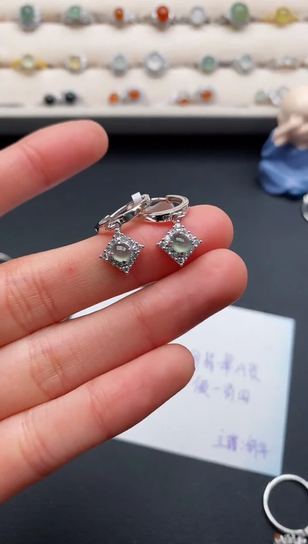 银S925镶嵌戒指翡翠缅甸天然A货翡翠111  9-4