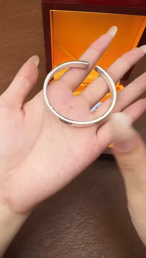 万家文玩阁喜字银手镯链接@@SP349