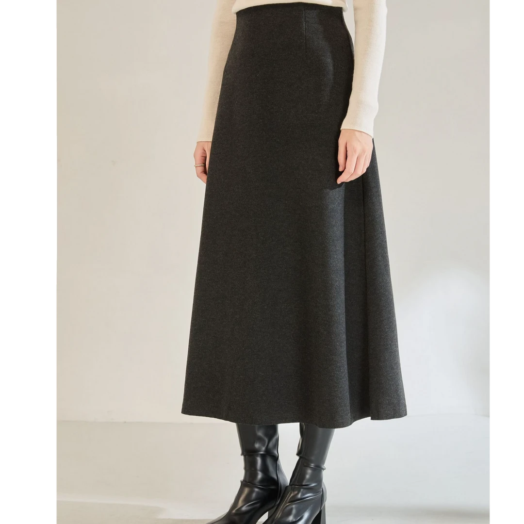 【直播间同价】高腰赫本风弹力加厚针织羊毛A字伞裙半身裙女22679