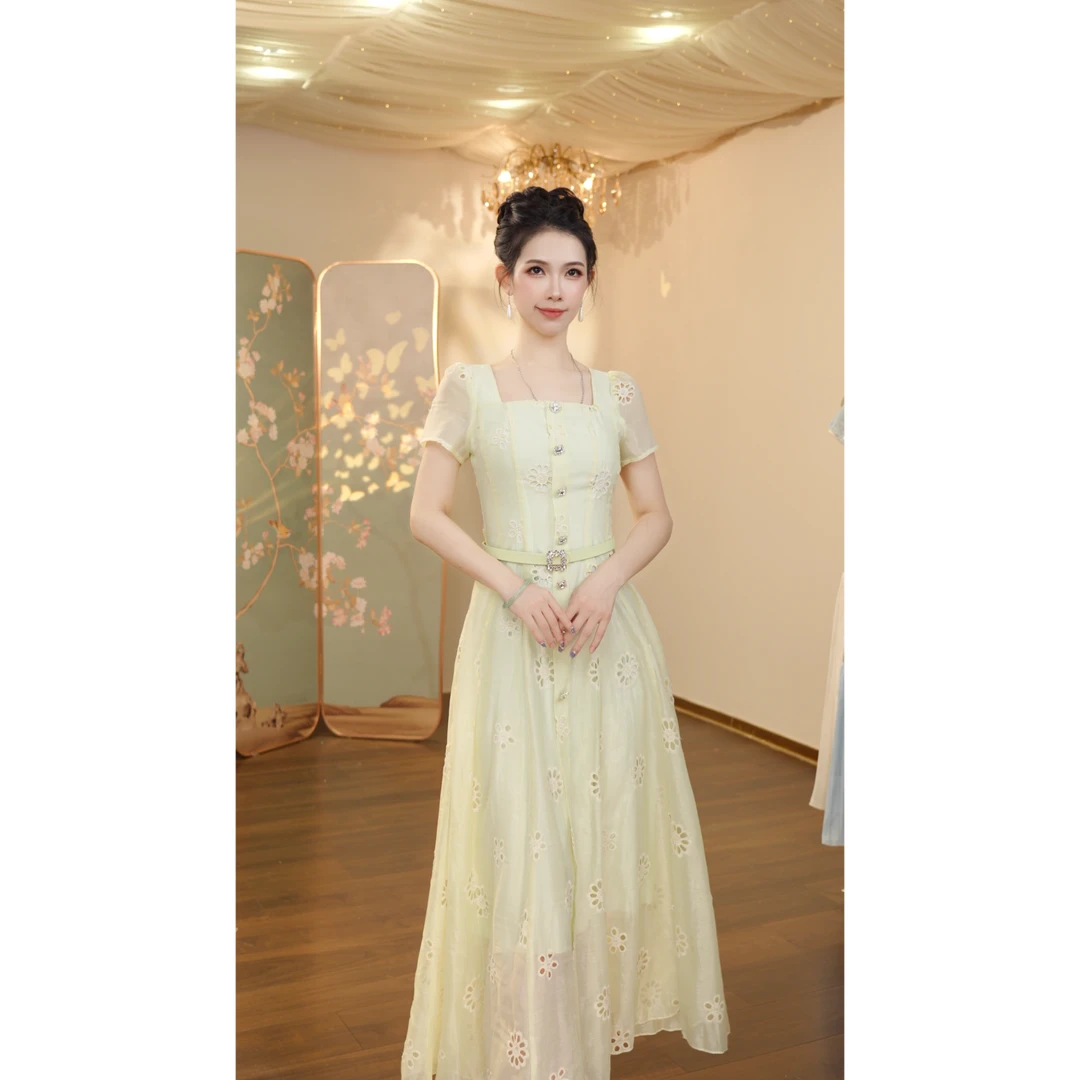 七姐原创-1552（薄荷青柠）连衣裙Q7706