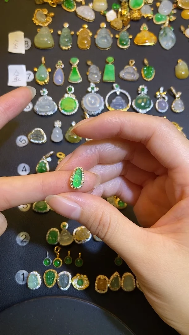 吊坠(不含链)银S925镶嵌翡翠1