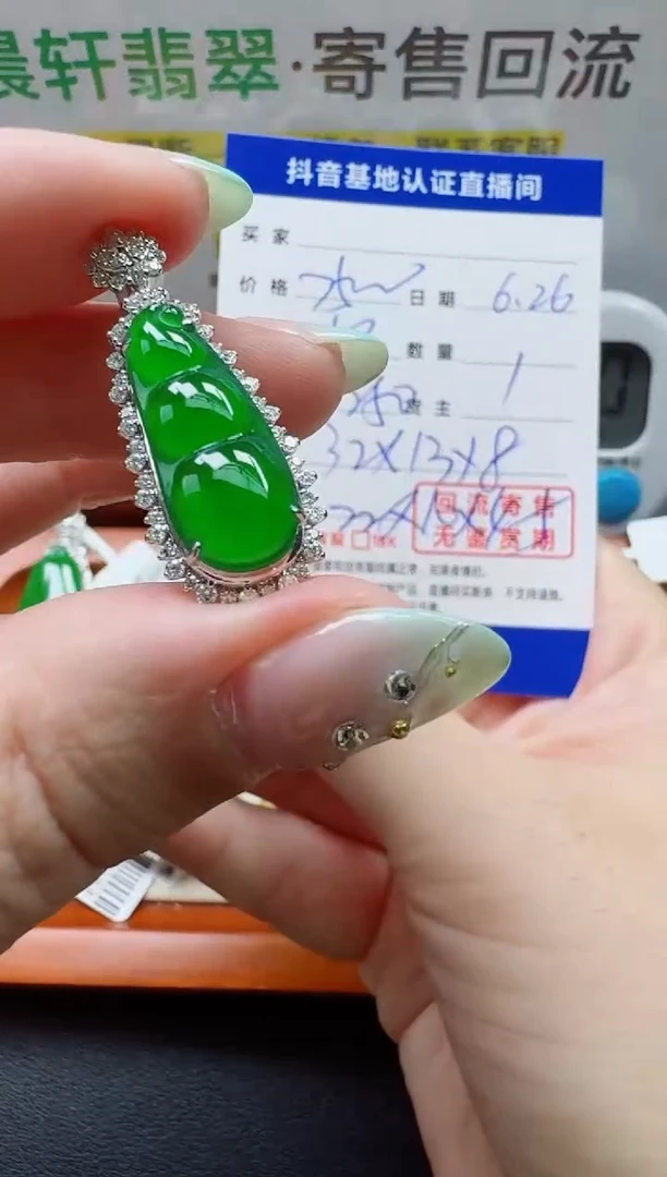 翡翠18K金镶嵌颈饰V****?寄售回流，24小时鉴赏期