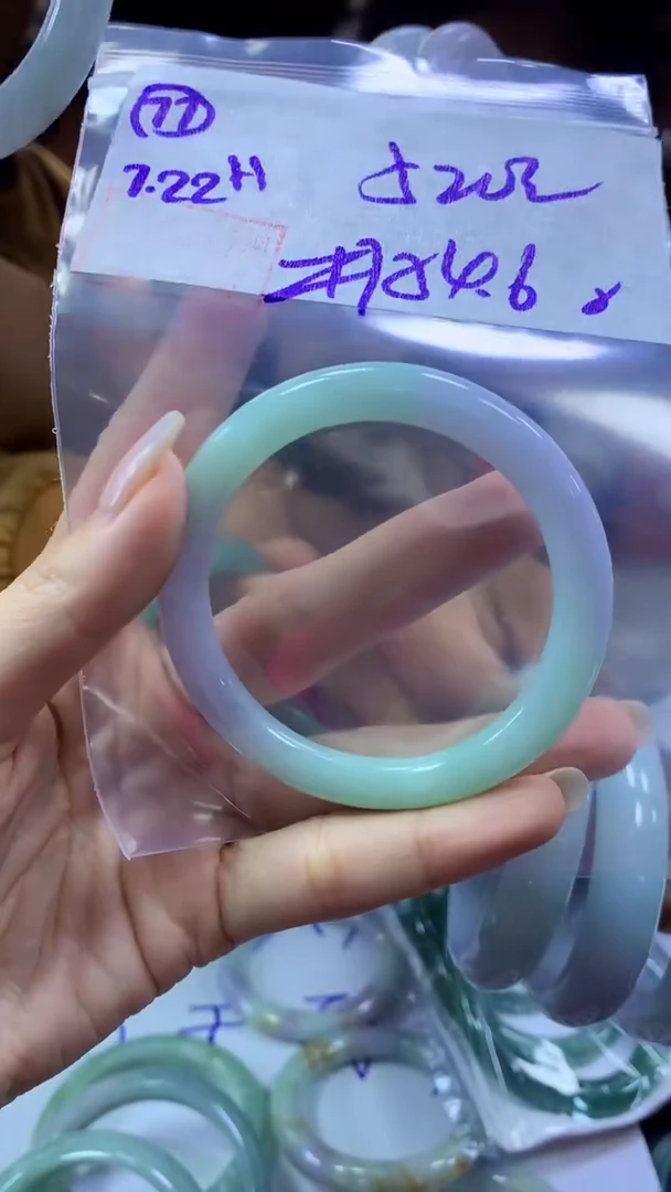 定制翡翠未镶嵌77手镯54.6纹+520元+拍一发一