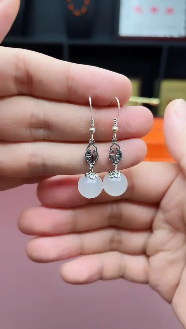 玛瑙/玉髓耳饰银S925镶嵌522000