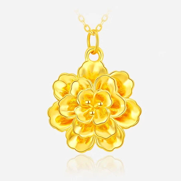 IBELOVE 足金999牡丹花圆扣/0.99/AFE-3-高1（不含链）