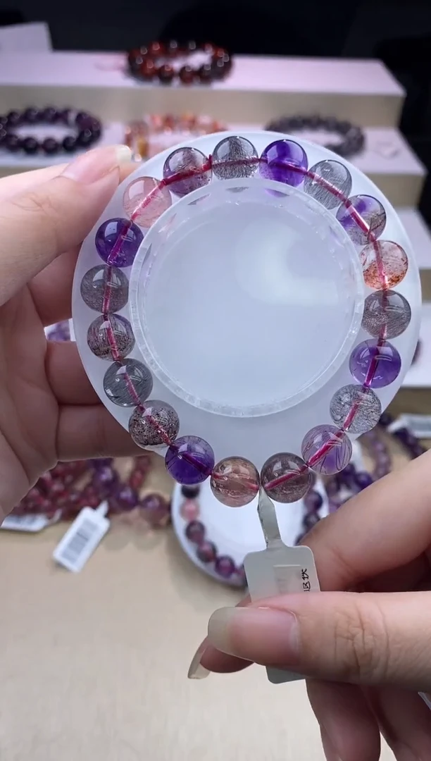 水晶手链未镶嵌黑加仑超七单圈10m+