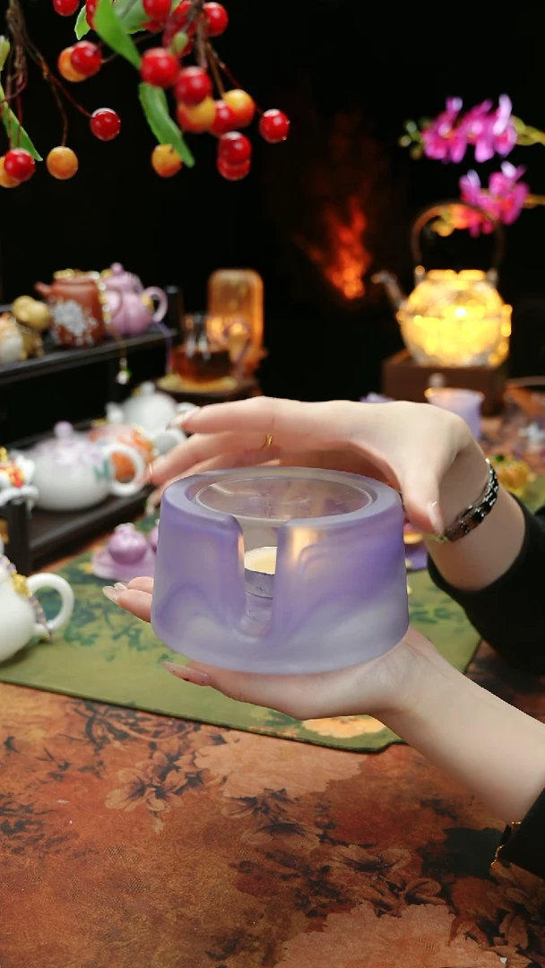 【闪购商品】紫色水晶琉璃蜡烛温茶台
