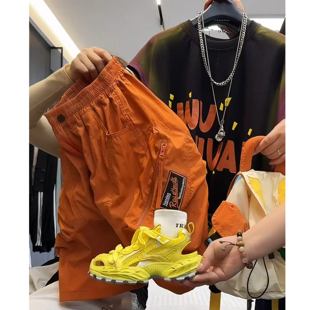 吾2025【Y】5月26日 儿童男童女童橙色大口袋短裤5328-