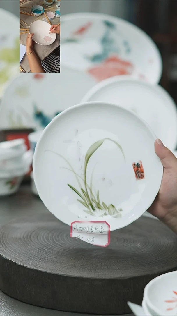 盘手绘釉下彩陶瓷餐具A003