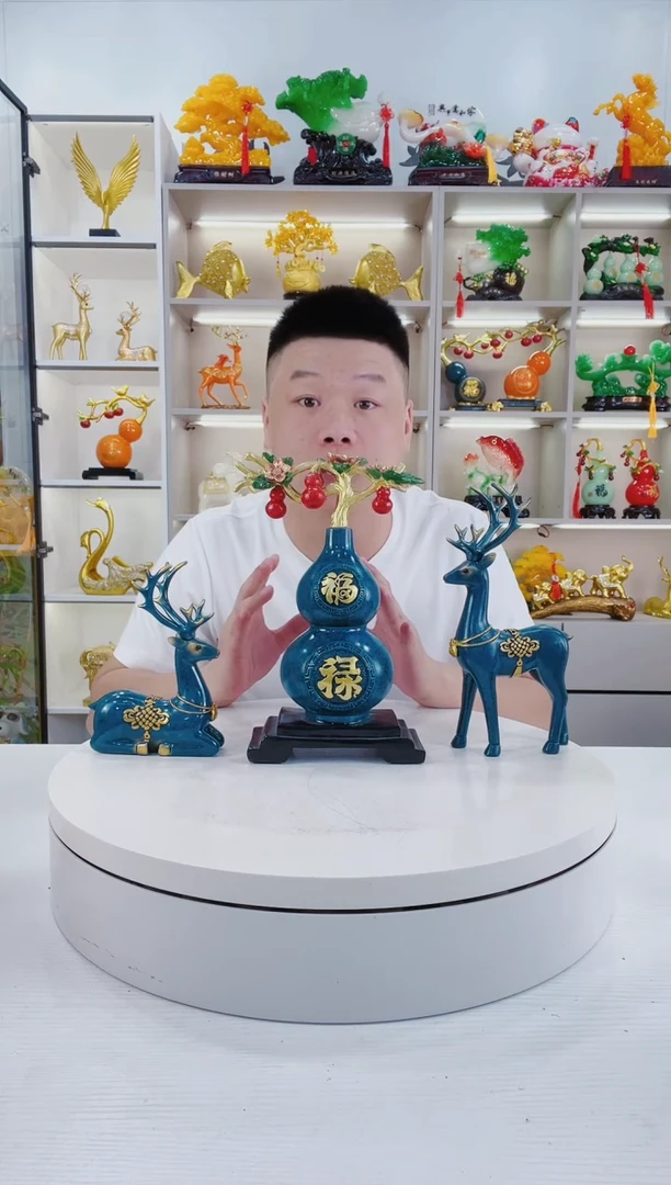 摆件蓝色福禄摆件