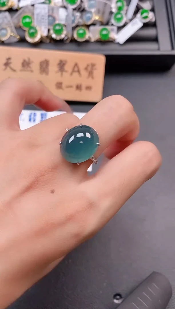 银S925镶嵌戒指翡翠1