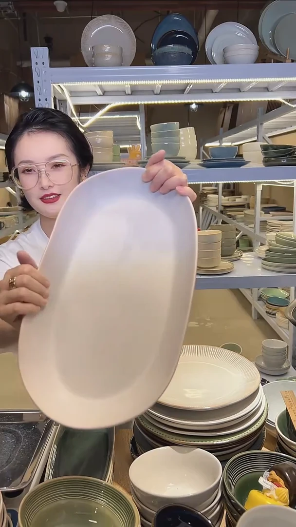 瓷177（鱼盘）外贸尾货高温釉下彩陶瓷餐具默认微瑕