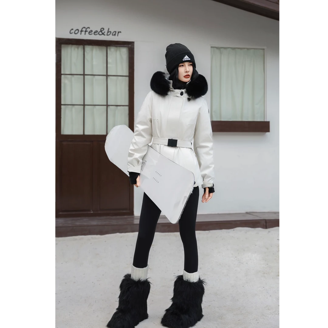 “M家黑标”专业滑雪白鹅绒服2025新款“雪山之巅”腰带款大朵绒冬季