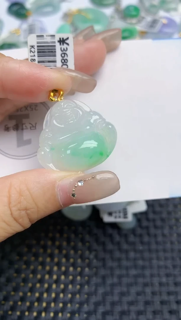 颈饰18K金镶嵌翡翠天然缅甸A货翡翠百元以上9元证书费自理