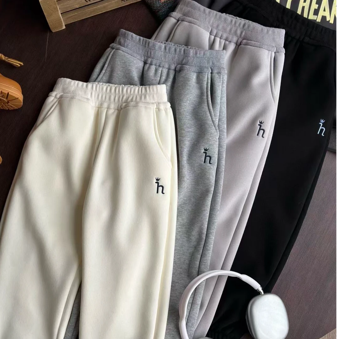 【H】2025春秋季加绒松紧腰防风裤中大男童女童休闲裤收口束腿裤