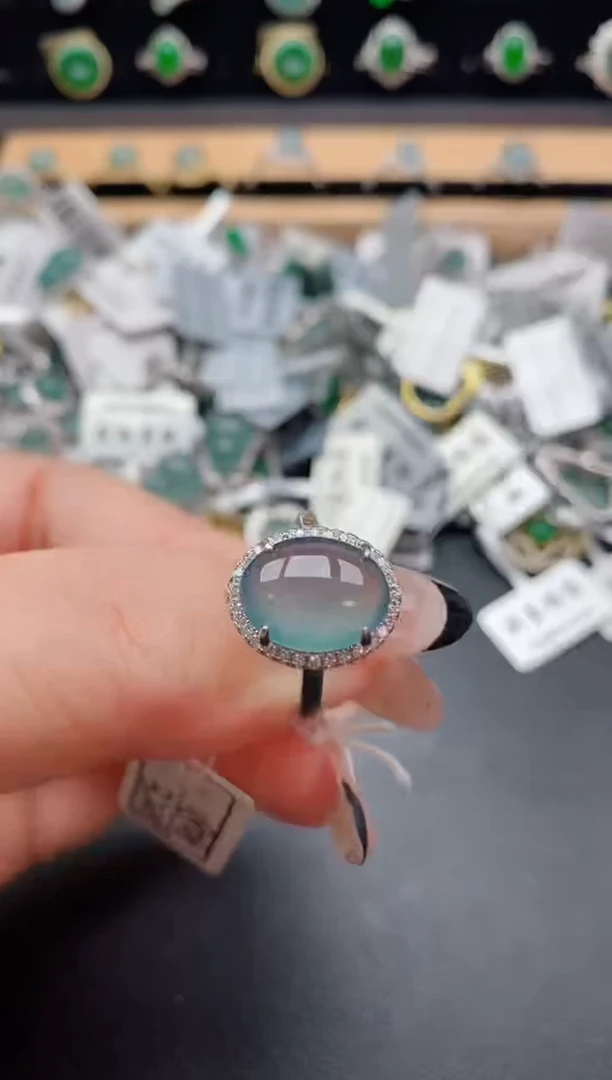 银S925镶嵌戒指翡翠1