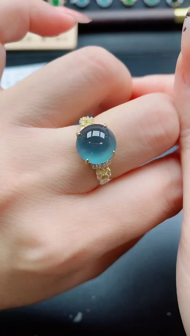 银S925镶嵌戒指翡翠1