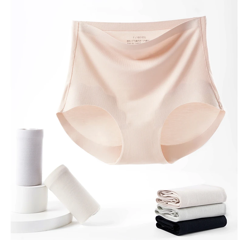百时美百时美透气兰精莫代尔7A桑蚕丝抑菌无痕舒适高腰女士内裤