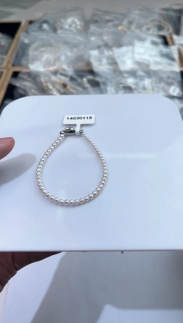 银S925镶嵌淡水珍珠111111111粉色珍珠手链