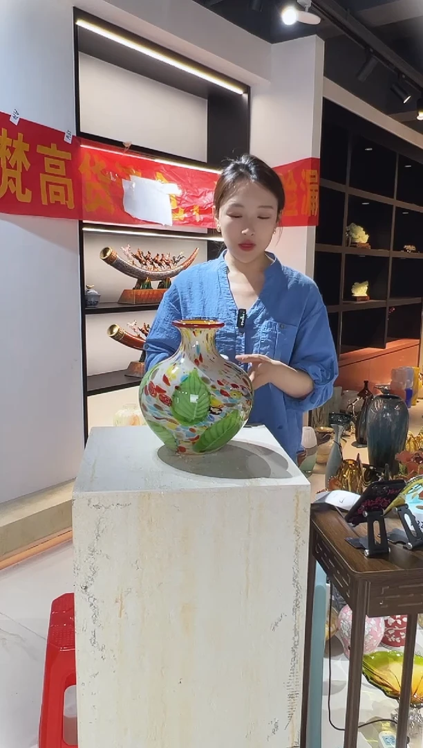 琉璃万彩花瓶清仓B17