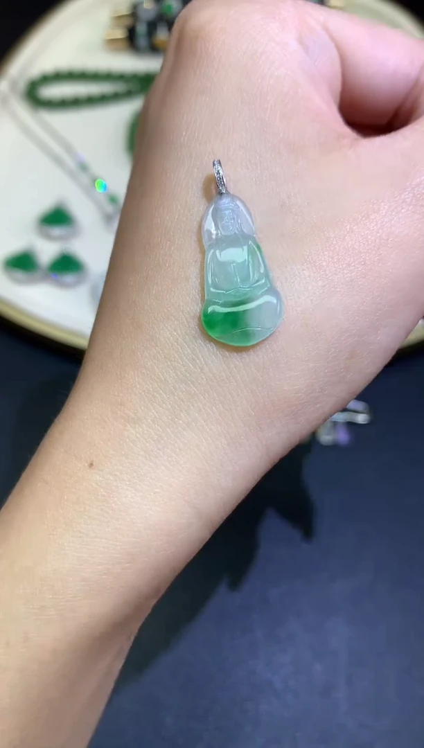 翡翠18K金镶嵌吊坠(不含链)吊坠A192|980