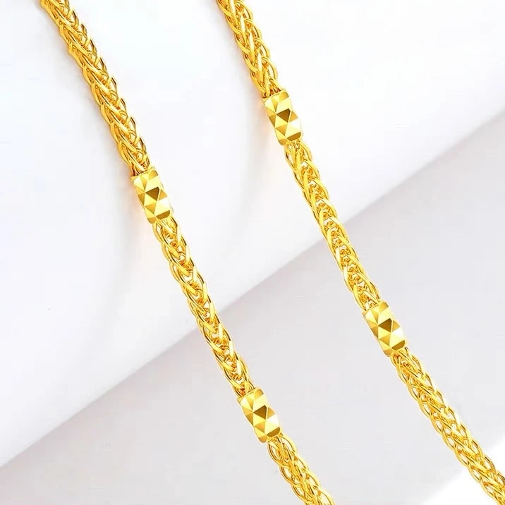 足金竹节肖邦链简约时尚款素链圣诞礼物黄金项链