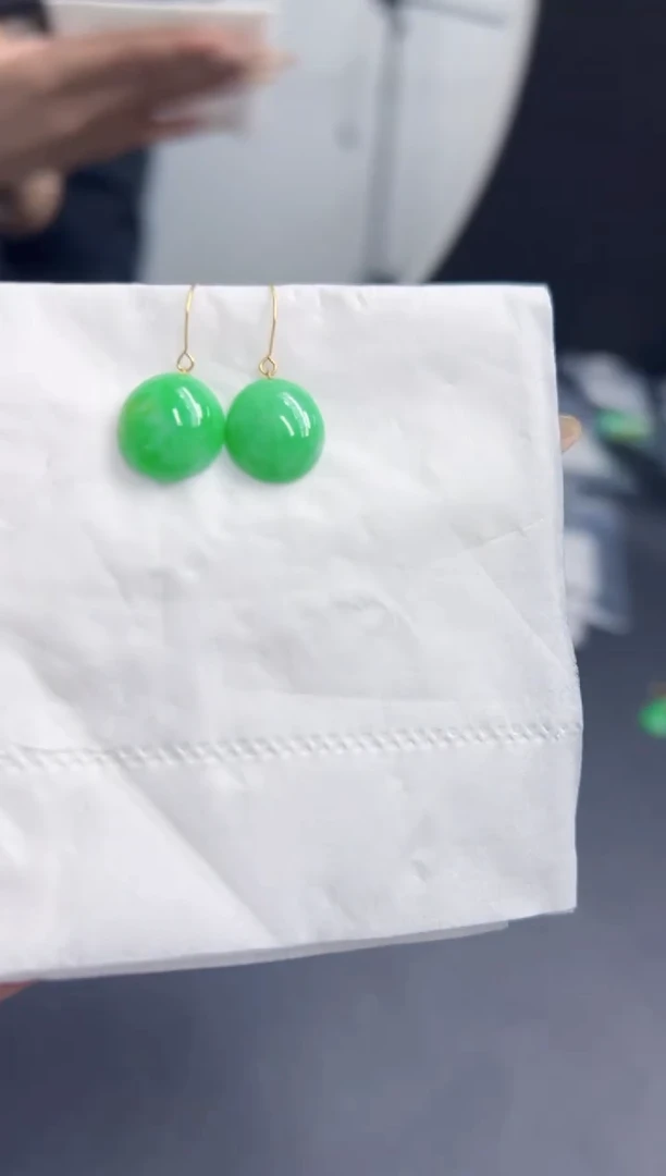 【闪购商品】翡翠耳饰18K金镶嵌Y缅料A货/支持复检/一件