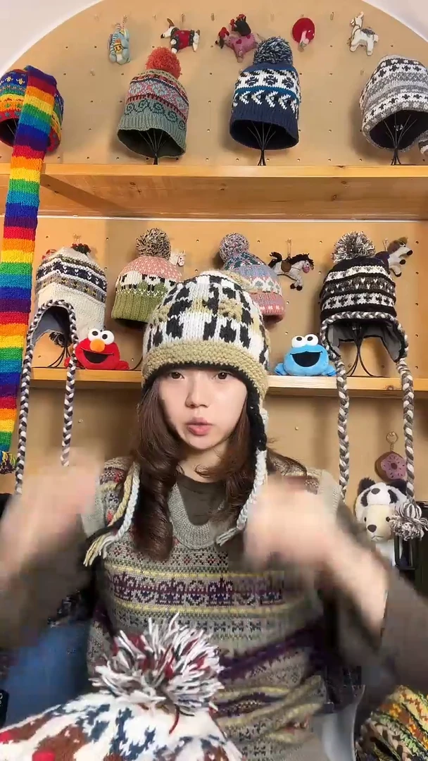 羊毛百分百纯手工护耳帽