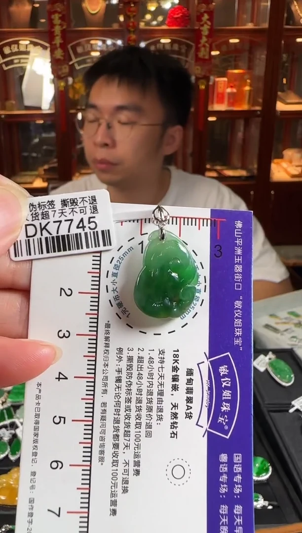 颈饰18K金镶嵌翡翠DK7745如意