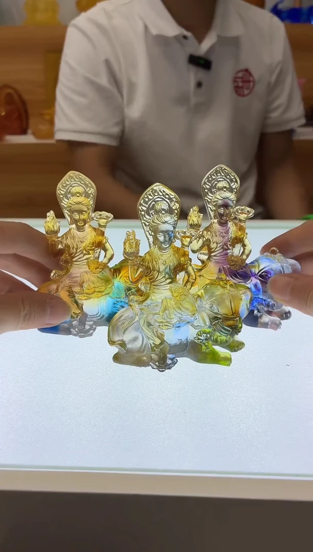 琉璃手工艺品古法琉璃普贤彩色随机发一个