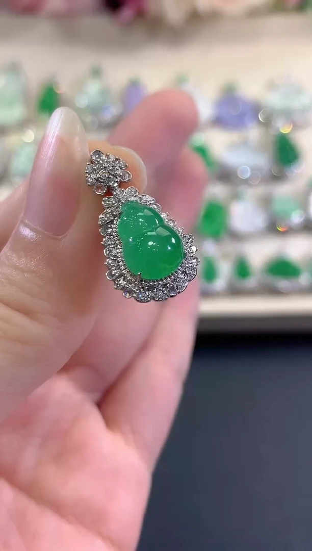 吊坠(不含链)18K金镶嵌翡翠c24