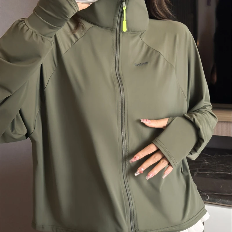 冰丝立领防晒衣女2025新款防紫外线透气户外运动防晒服遮阳披肩