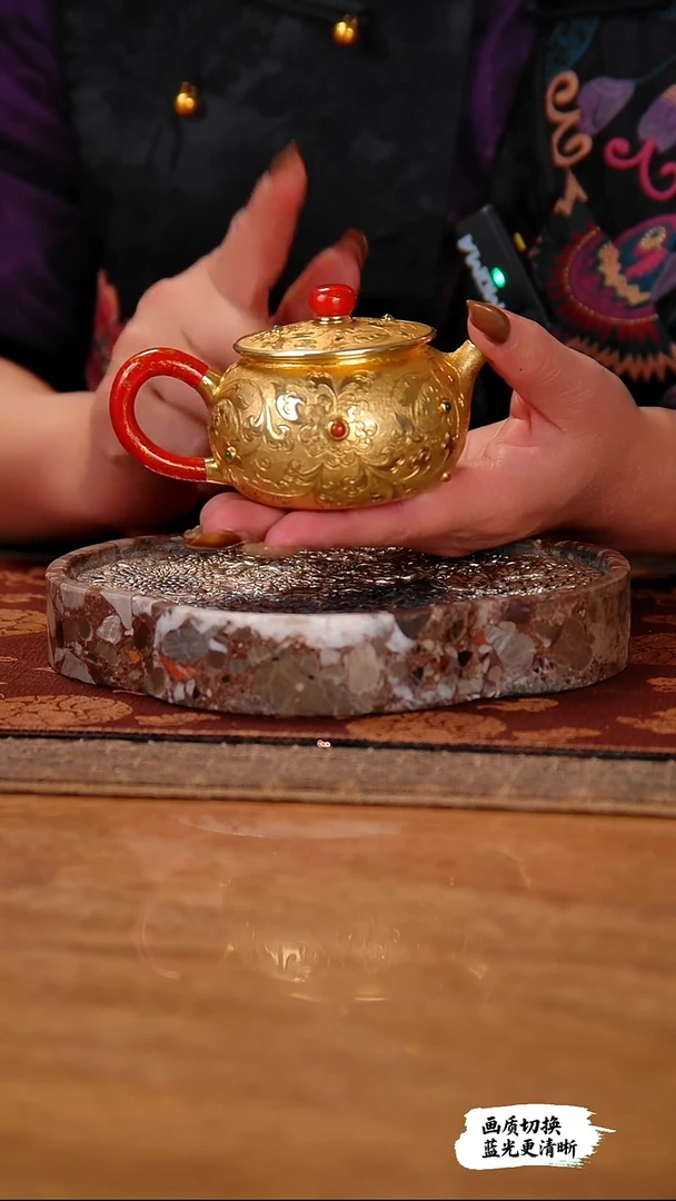 盛唐工坊 足银999 手工泡茶壶繁花