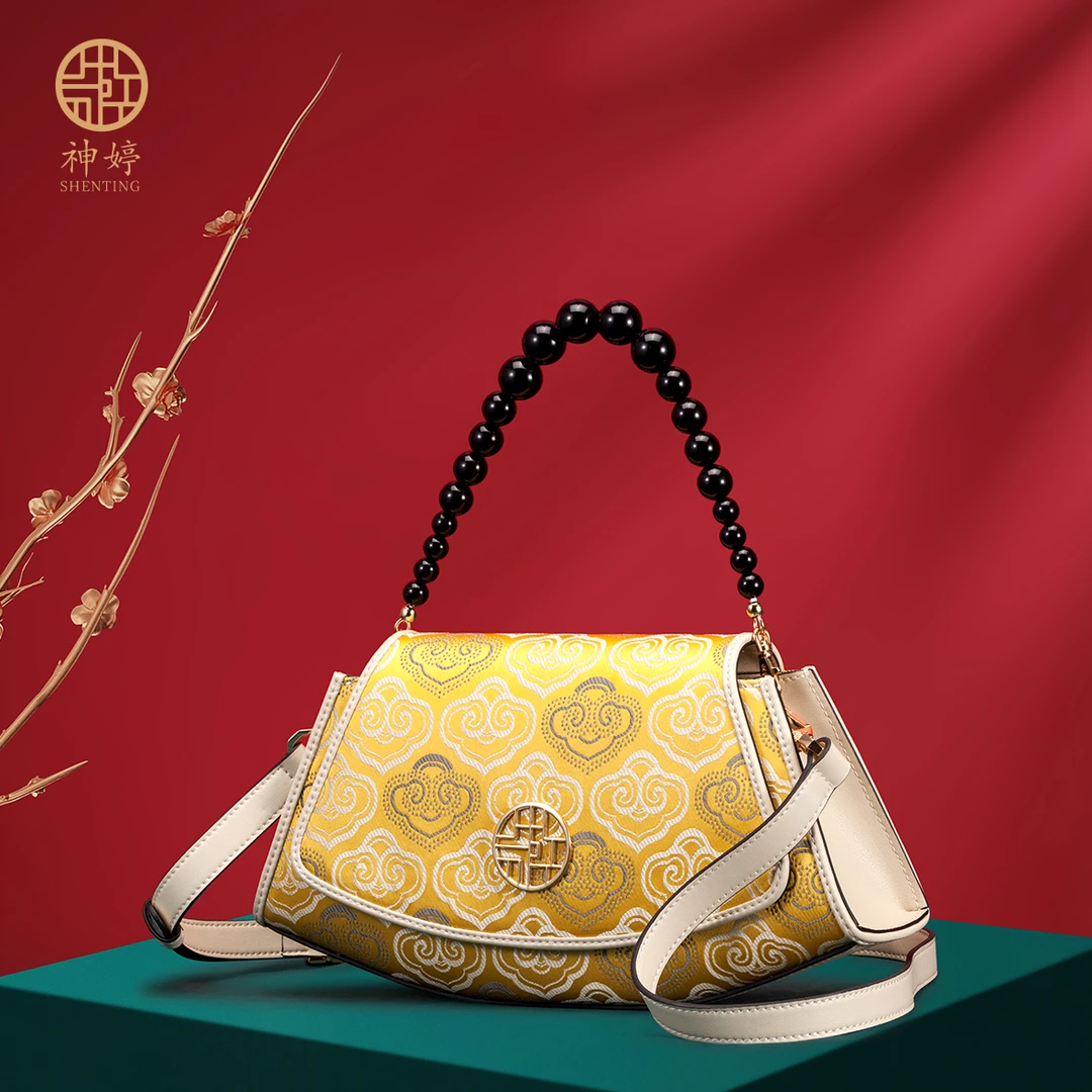 时尚大气新中式国风轻奢真皮女包新款时尚单肩斜挎送妈妈质感包包