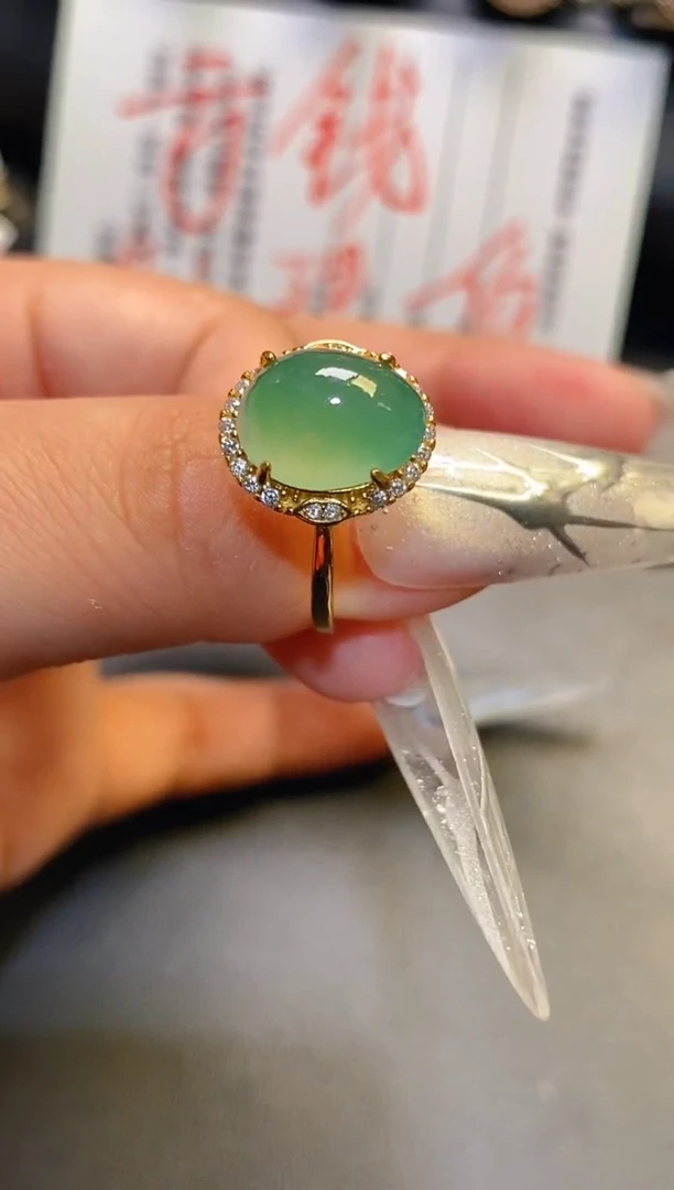 银S925镶嵌翡翠耳饰天然