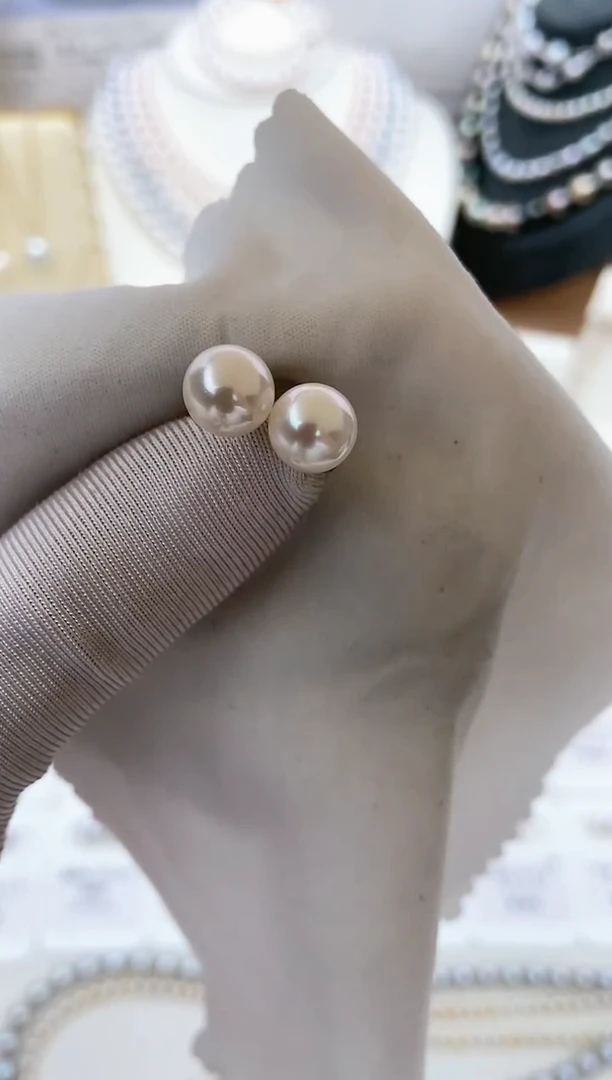 【闪购商品】海水珍珠耳饰18K金镶嵌特选福利7.5-8mm不退不换