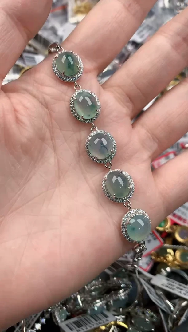 银S925镶嵌戒指翡翠666         8